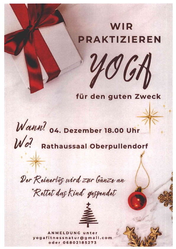 Plakat mit Termin und weihnachtlicher Deko