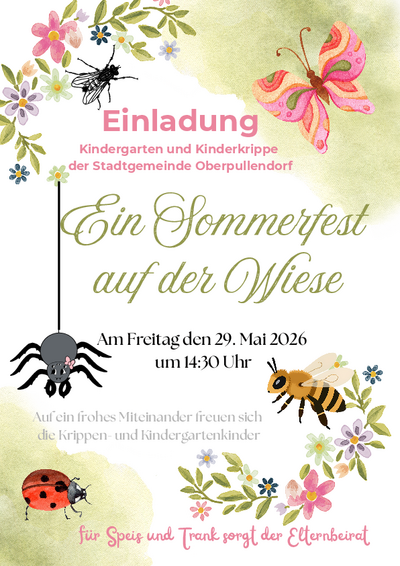 Plakat mit Termin und Details, Abb Blumen, Schmetterlinge und Insekten Plakat mit Termin und Details, Abb Blumen, Schmetterlinge und Insekten