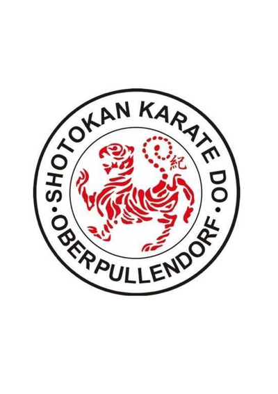 Rundes Emblem mit rotem Tiger und schwarzem Schriftzug rundherum Rundes Emblem mit rotem Tiger und schwarzem Schriftzug rundherum