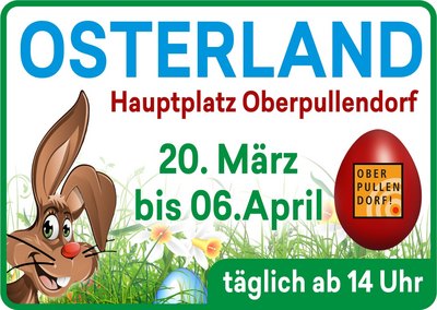 Plakat mit Termin Details | Abbildung Osterhase und rotem Ei Plakat mit Termin Details | Abbildung Osterhase und rotem Ei