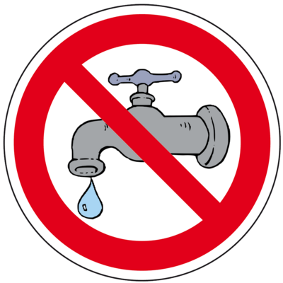 Verbotsschild mit rotem Rand und Wasserhahn durchgestriche Verbotsschild mit rotem Rand und Wasserhahn durchgestrichen